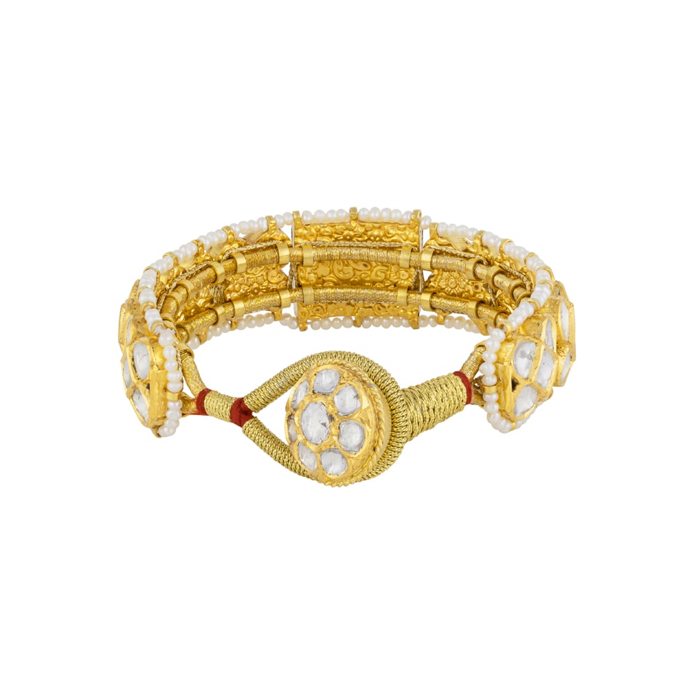Polki Poochi Bracelet with Pearl Accents & Gold Framework